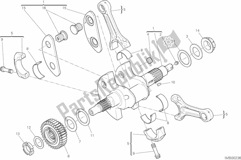 All parts for the Connecting Rods of the Ducati Diavel Xdiavel Sport Pack Brasil 1260 2017